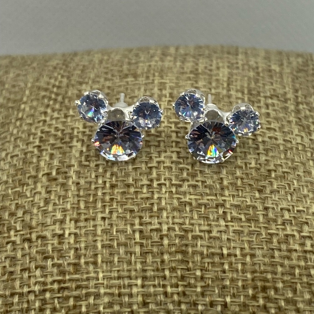⭐ 3/$15 ⭐ Disney Mickey Mouse Diamond CZ Silver Stud Earrings ~ NEW